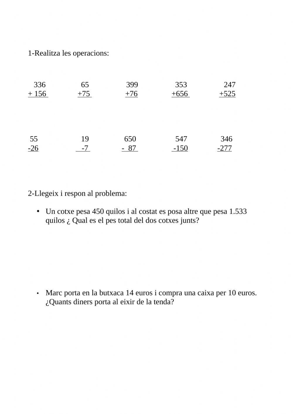 Sumas esta y lectura números