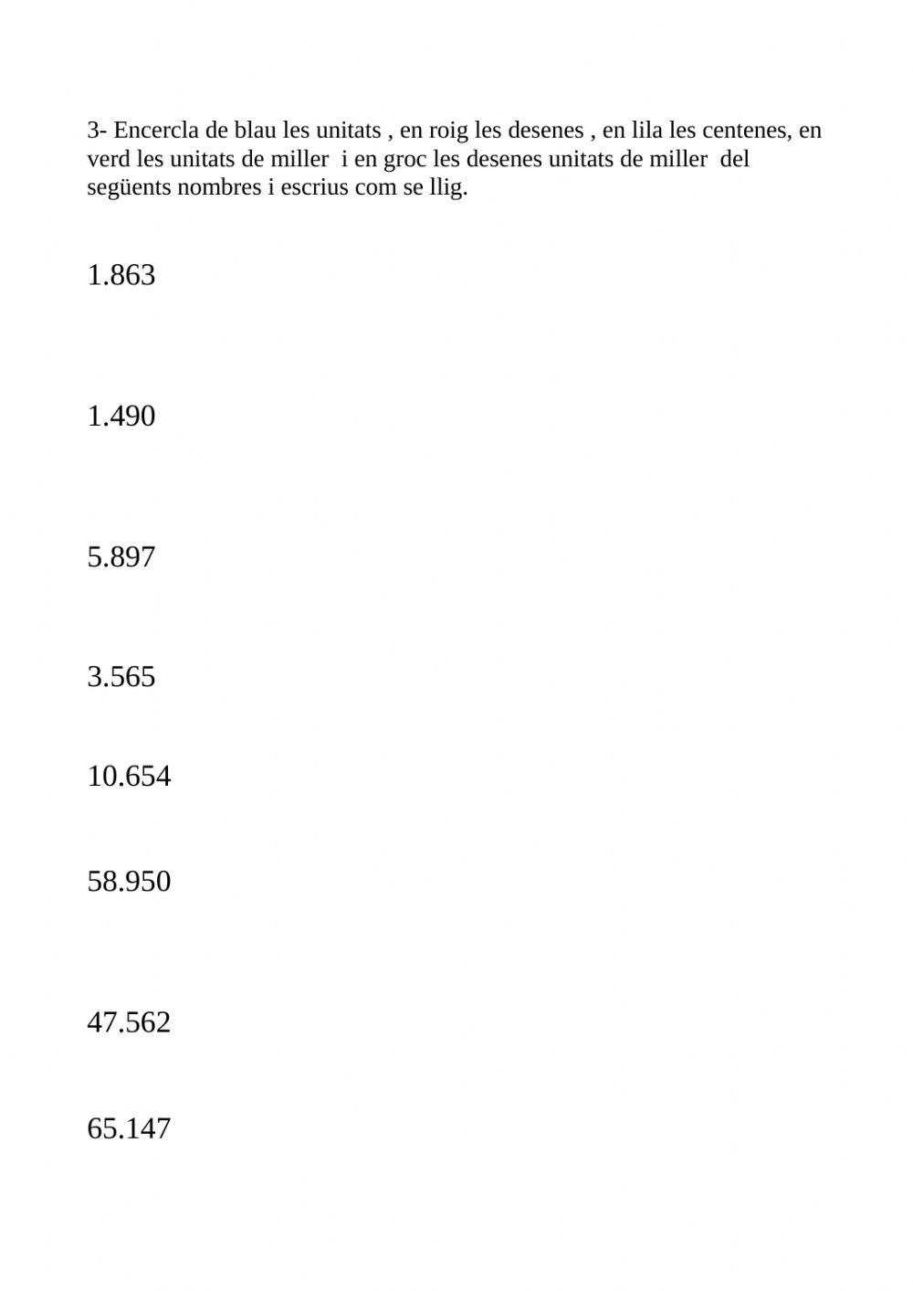 Sumas esta y lectura números