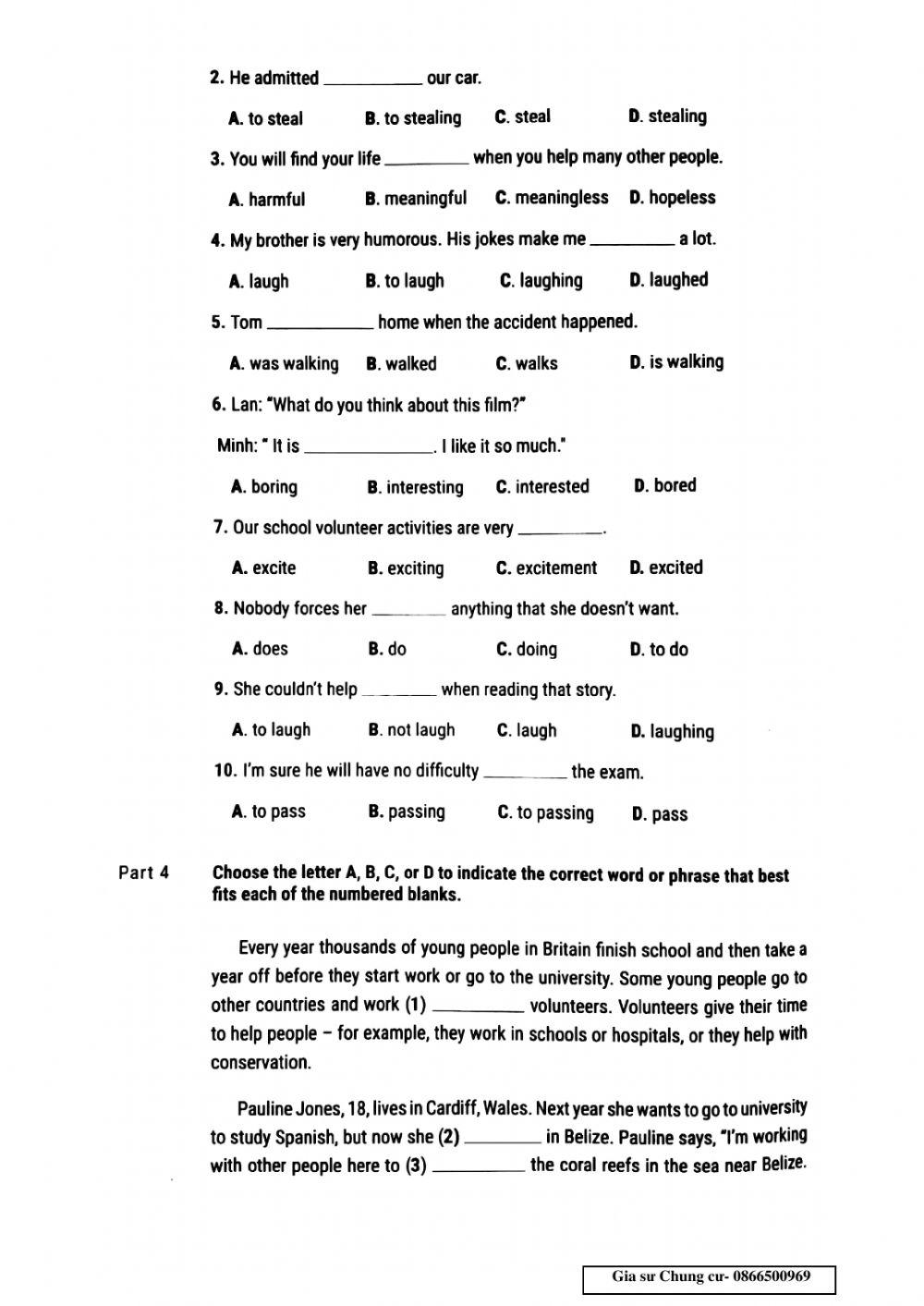 Lớp 10- Test 10 45p unit