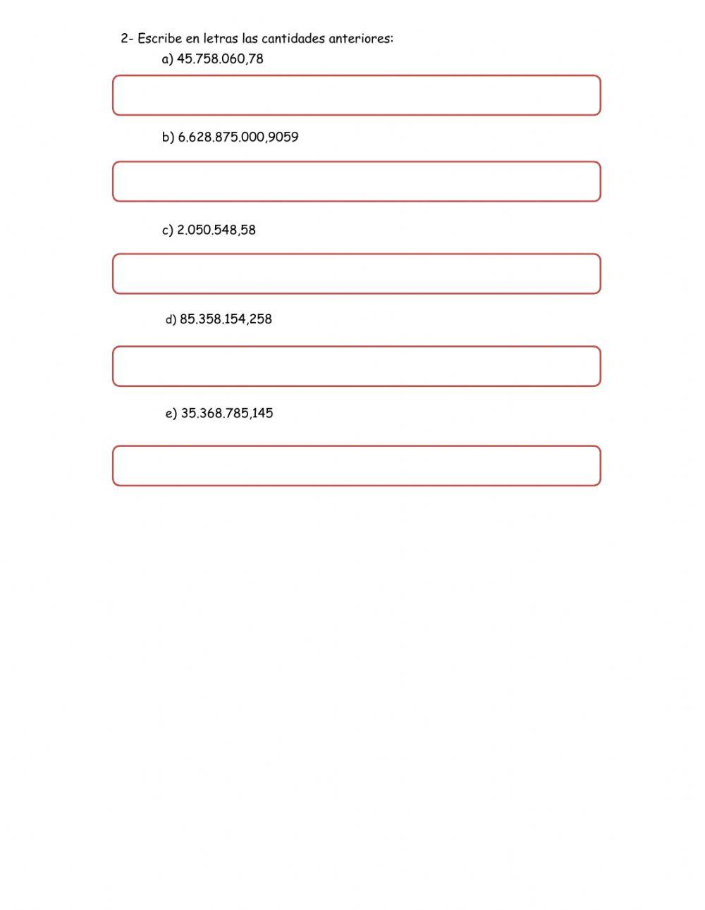 Cartel de Valores con decimales