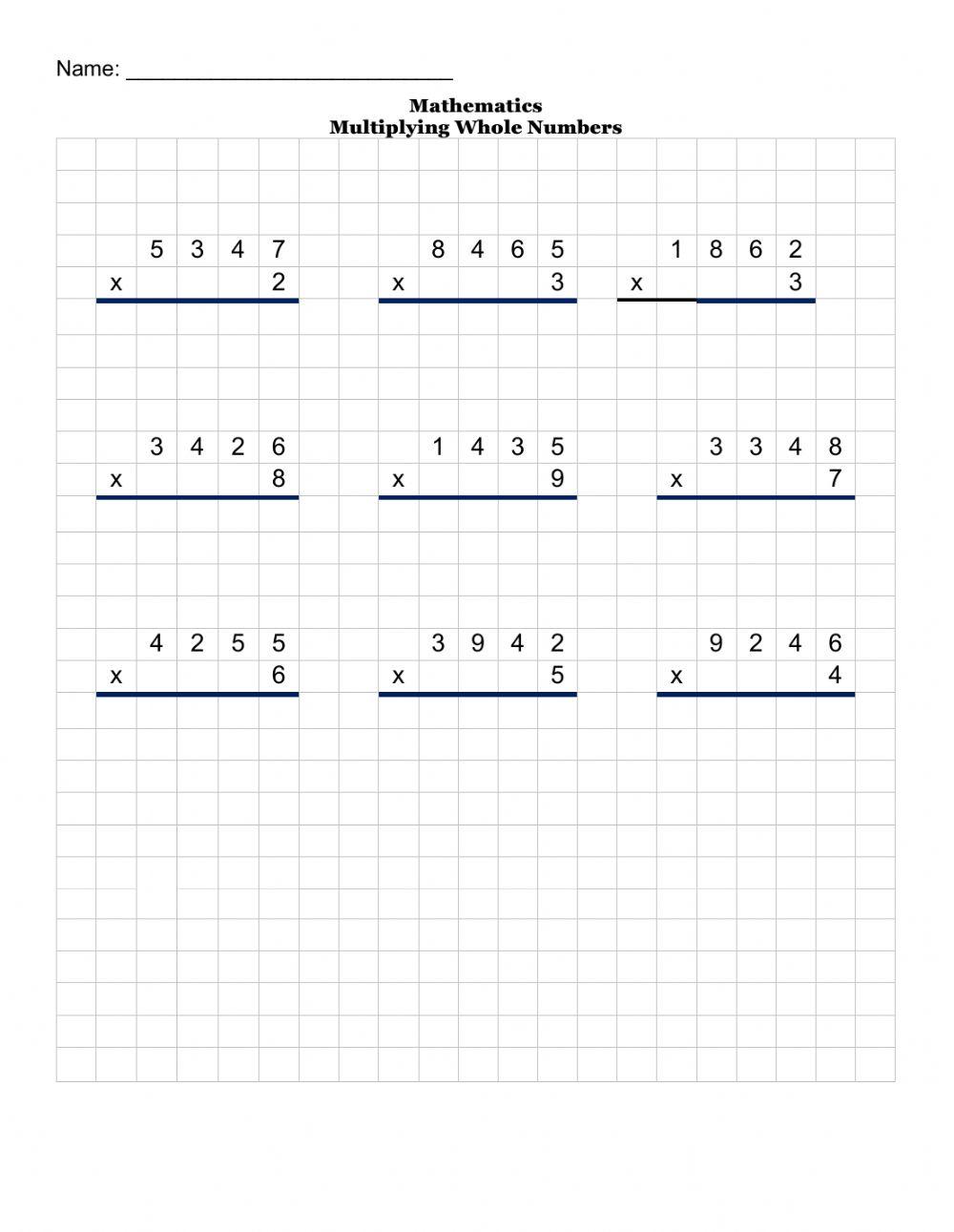 Multiplying Whole Numbers -2 Multiplying Whole Numbers -2