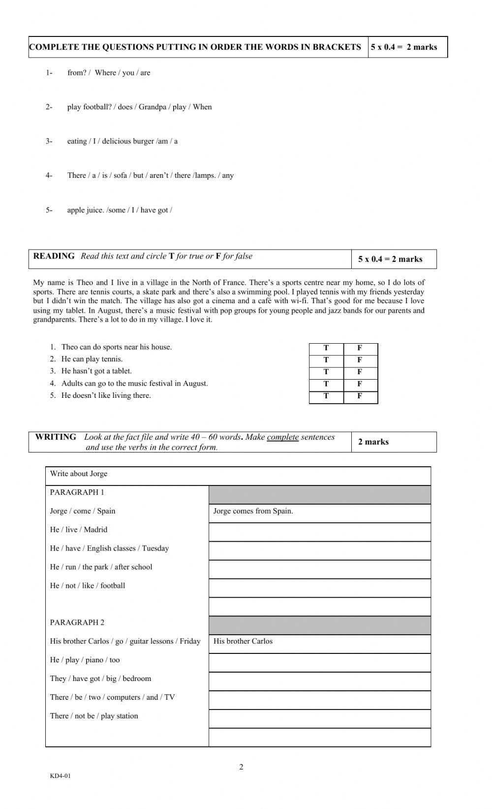 Cambridge practice K4