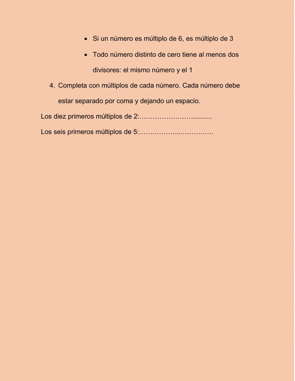 Ejercitación de múltiplos y divisores
