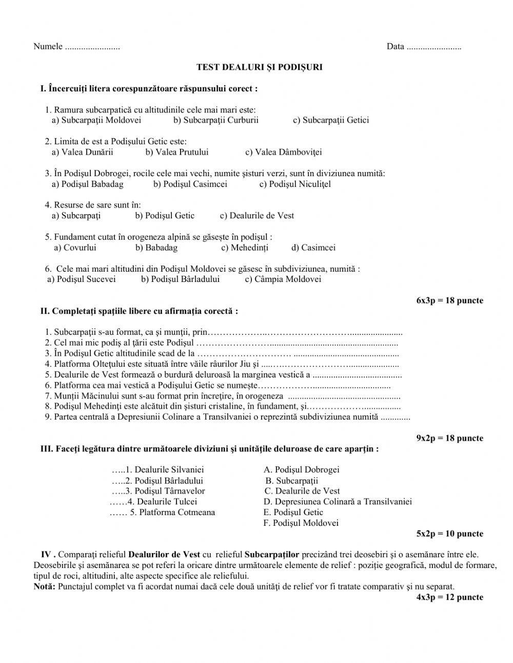 Dealurile și podișurile României