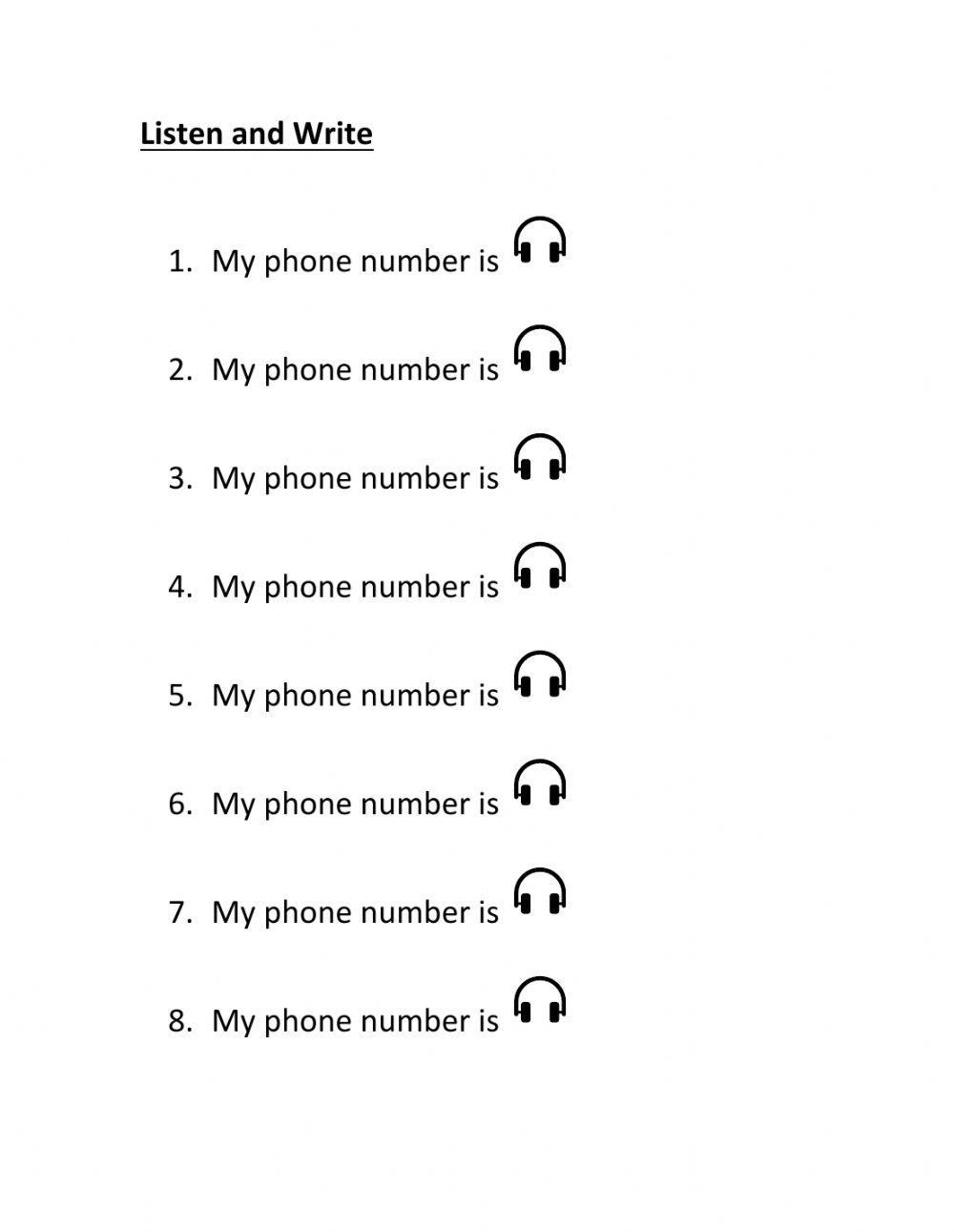 Phone numbers - Listening