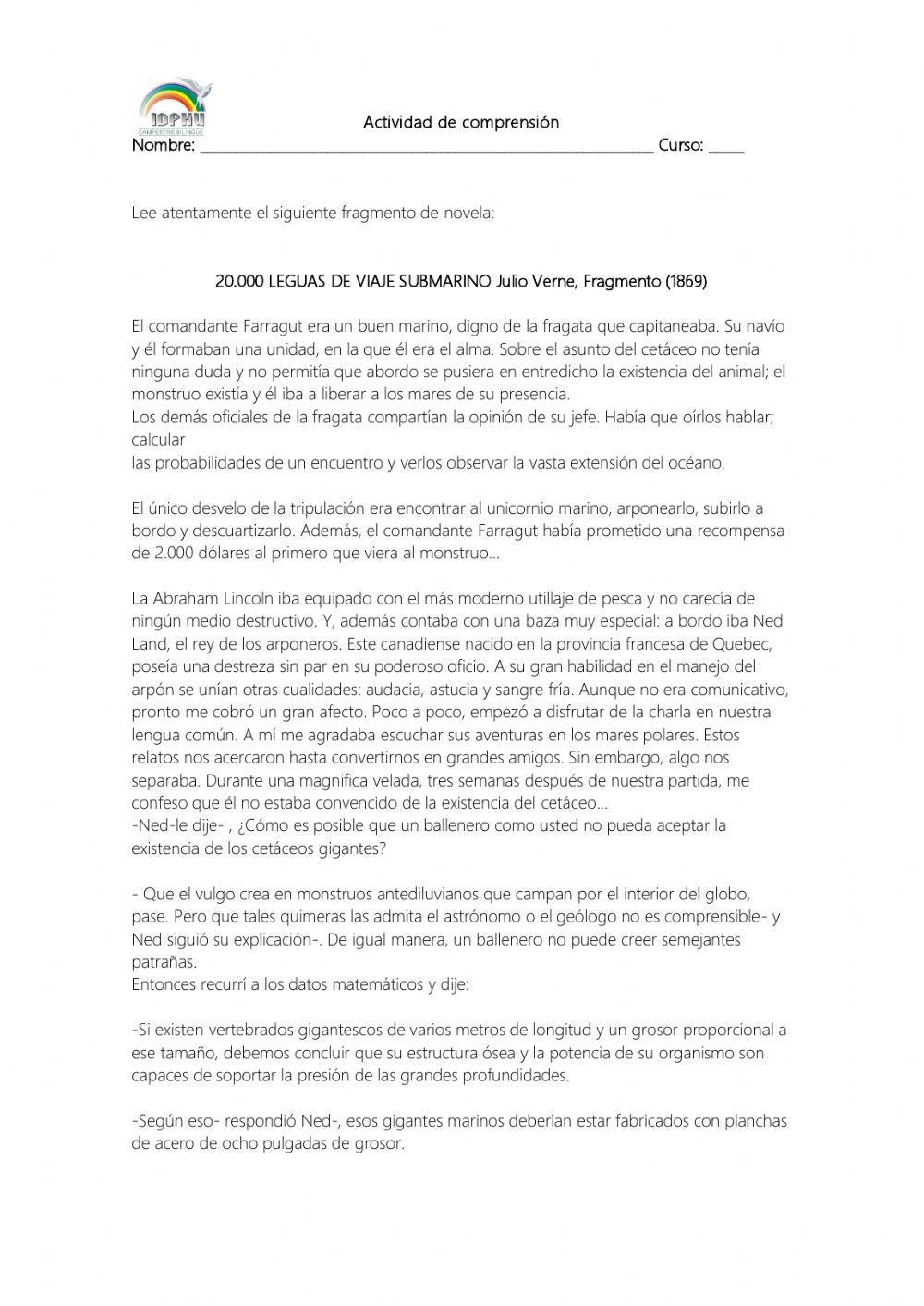 Actividad de comprensión