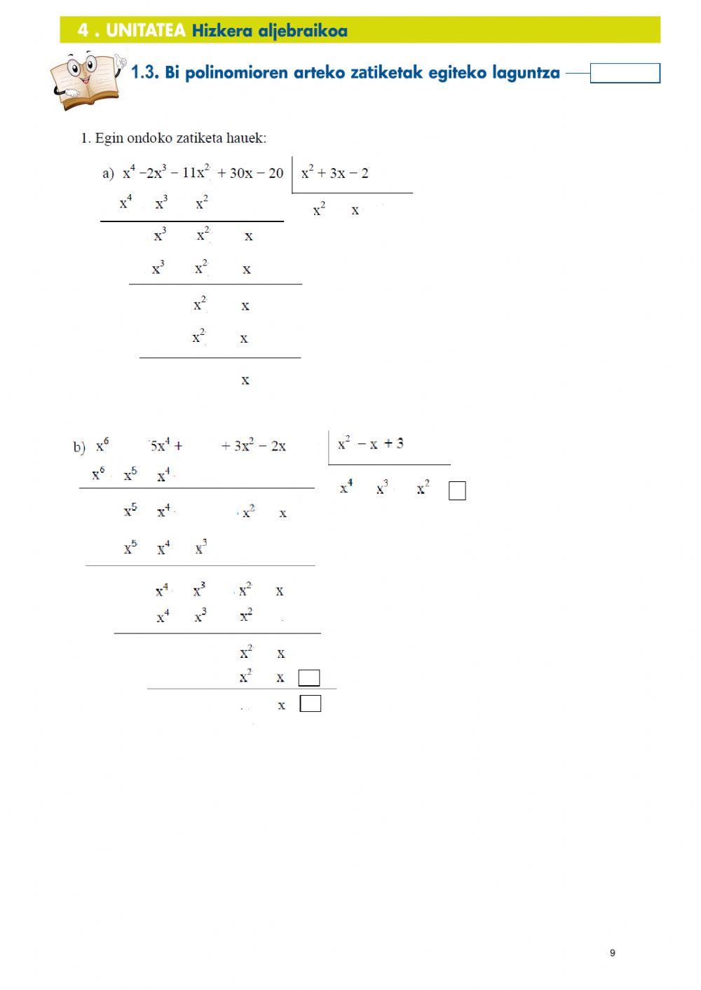 Polinomioen eragiketak