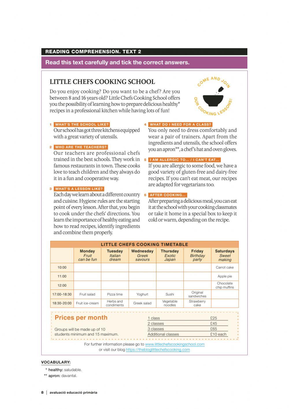 READING COMPREHENSIONS 6th GRADE