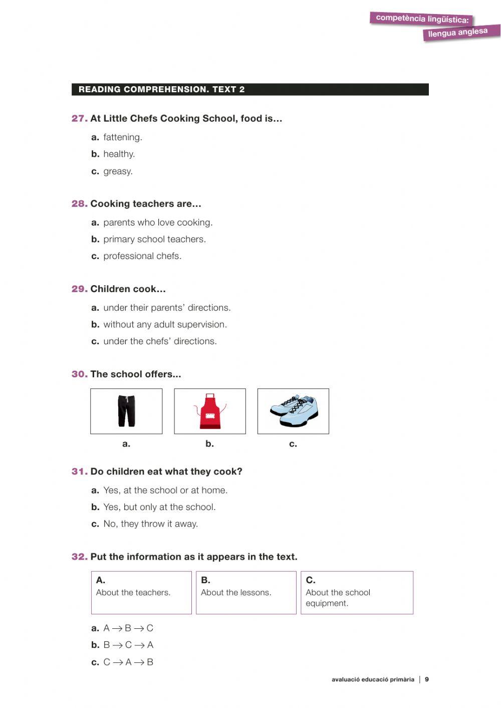 READING COMPREHENSIONS 6th GRADE