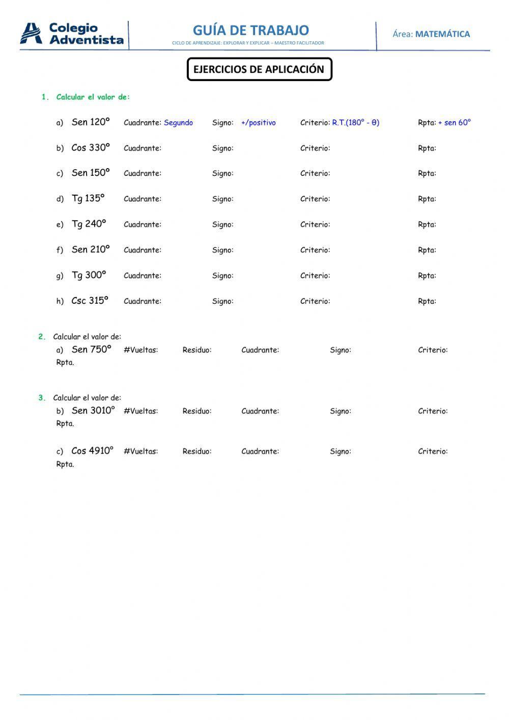 Reducción al primer cuadrante