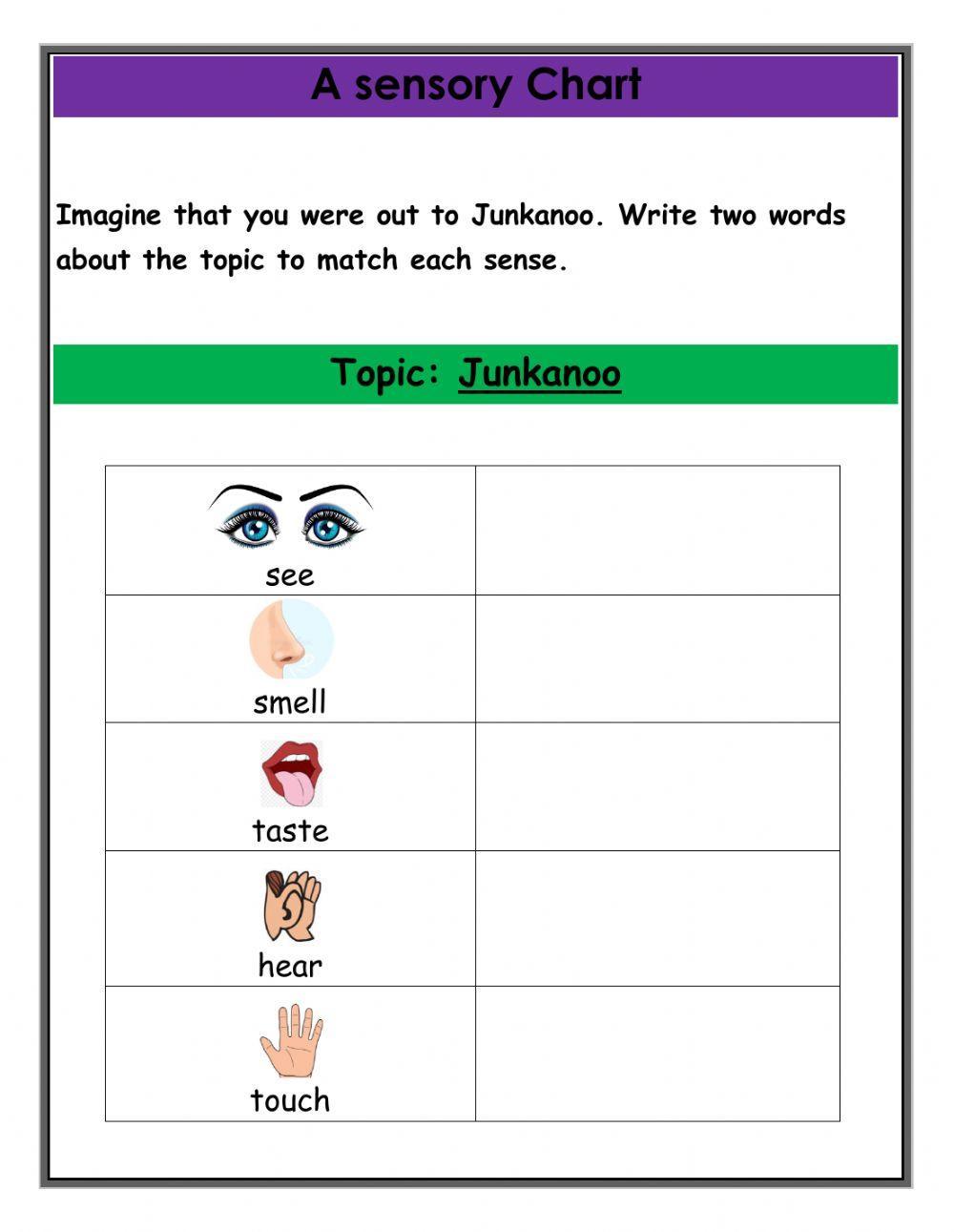 Sensory chart Sensory chart