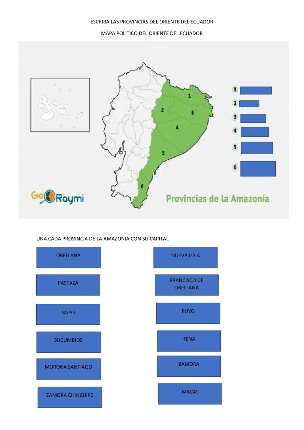 Provincias del oriente