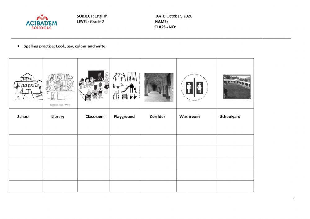 Spellingworksheet shcool 2