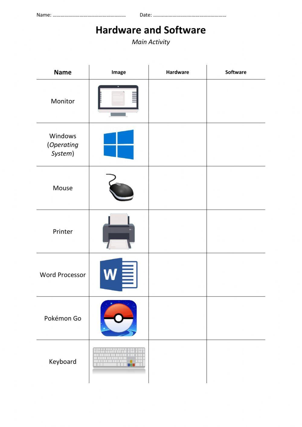 Hardware-Software online exercise for | Live Worksheets