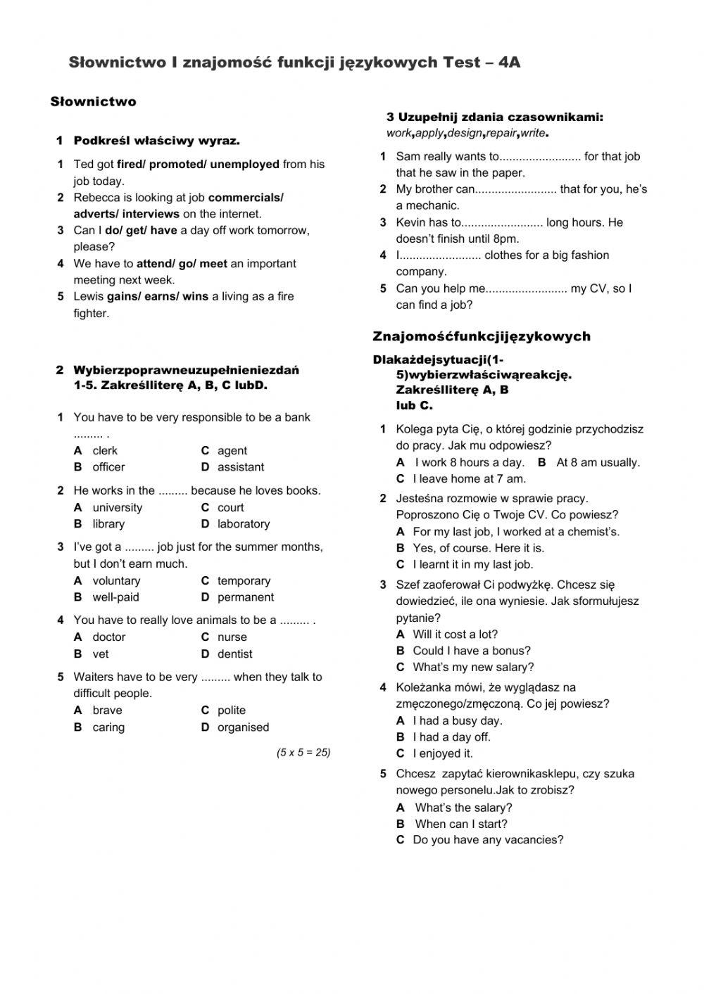 Repetytorium ósmoklasisty PRACA unit 4 EP