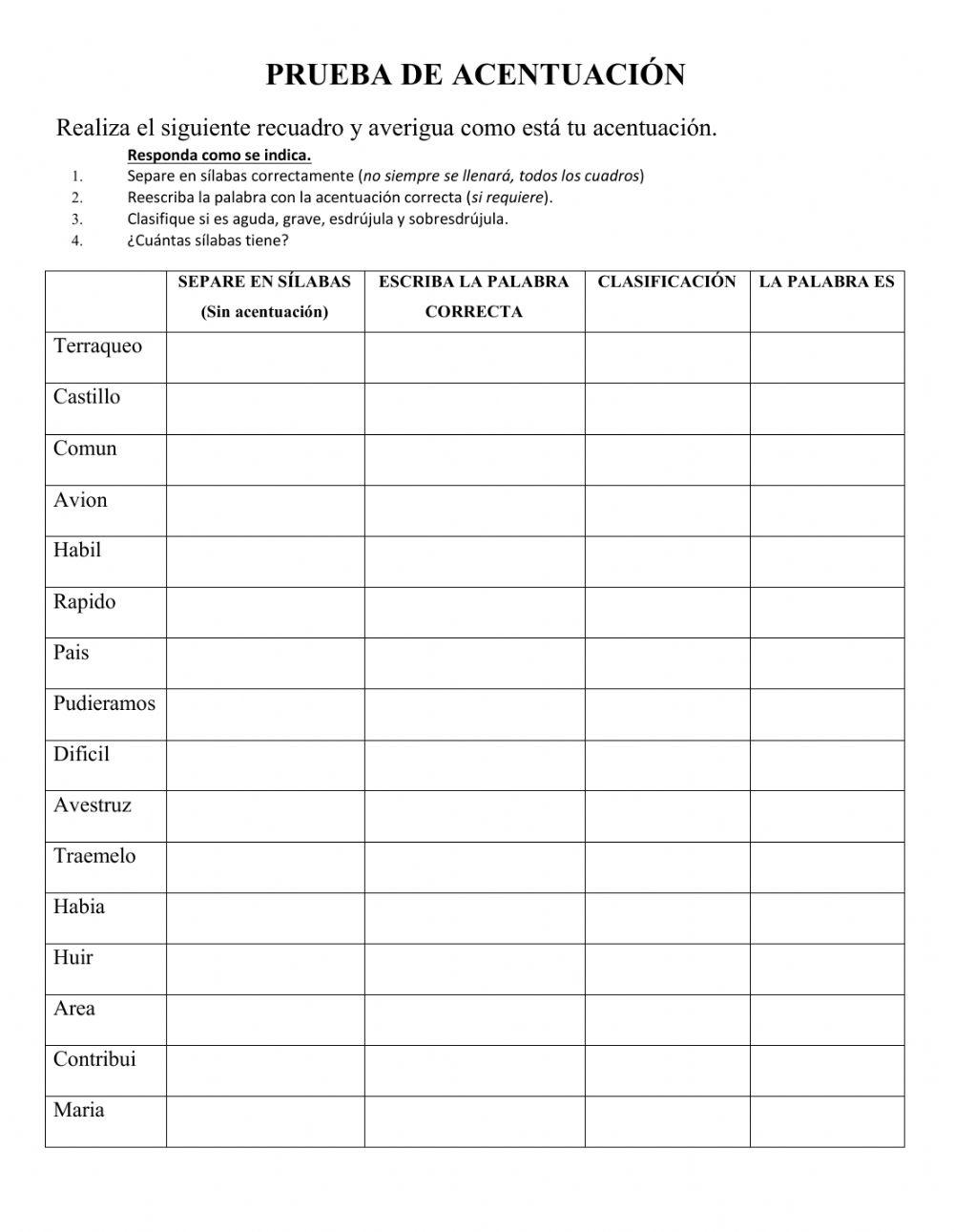 PRUEBA DE ACENTUACIÓN 