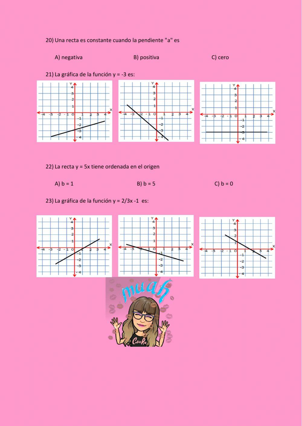 ficha de repaso de función lineal