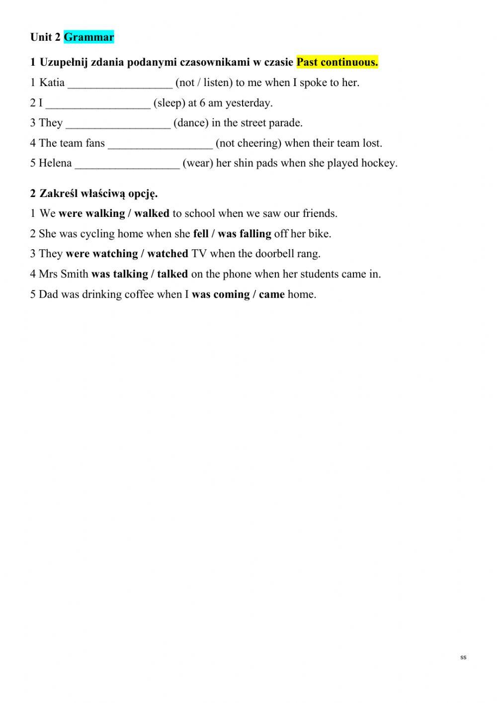 Past Simple and continuous