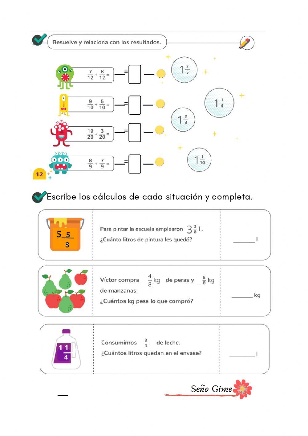 Suma y resta de fracciones