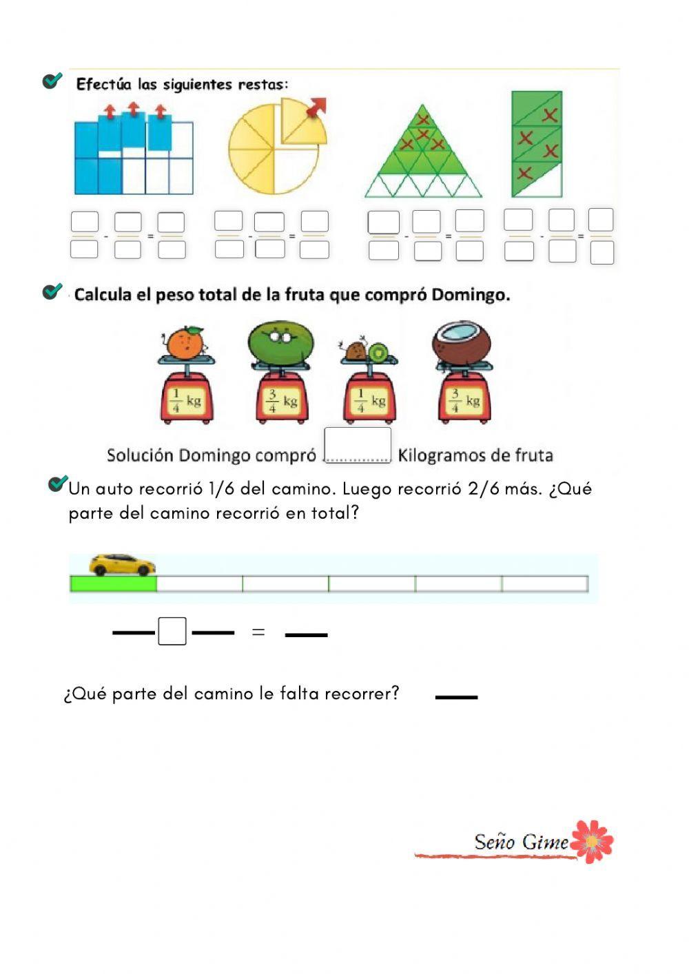 Suma y resta de fracciones