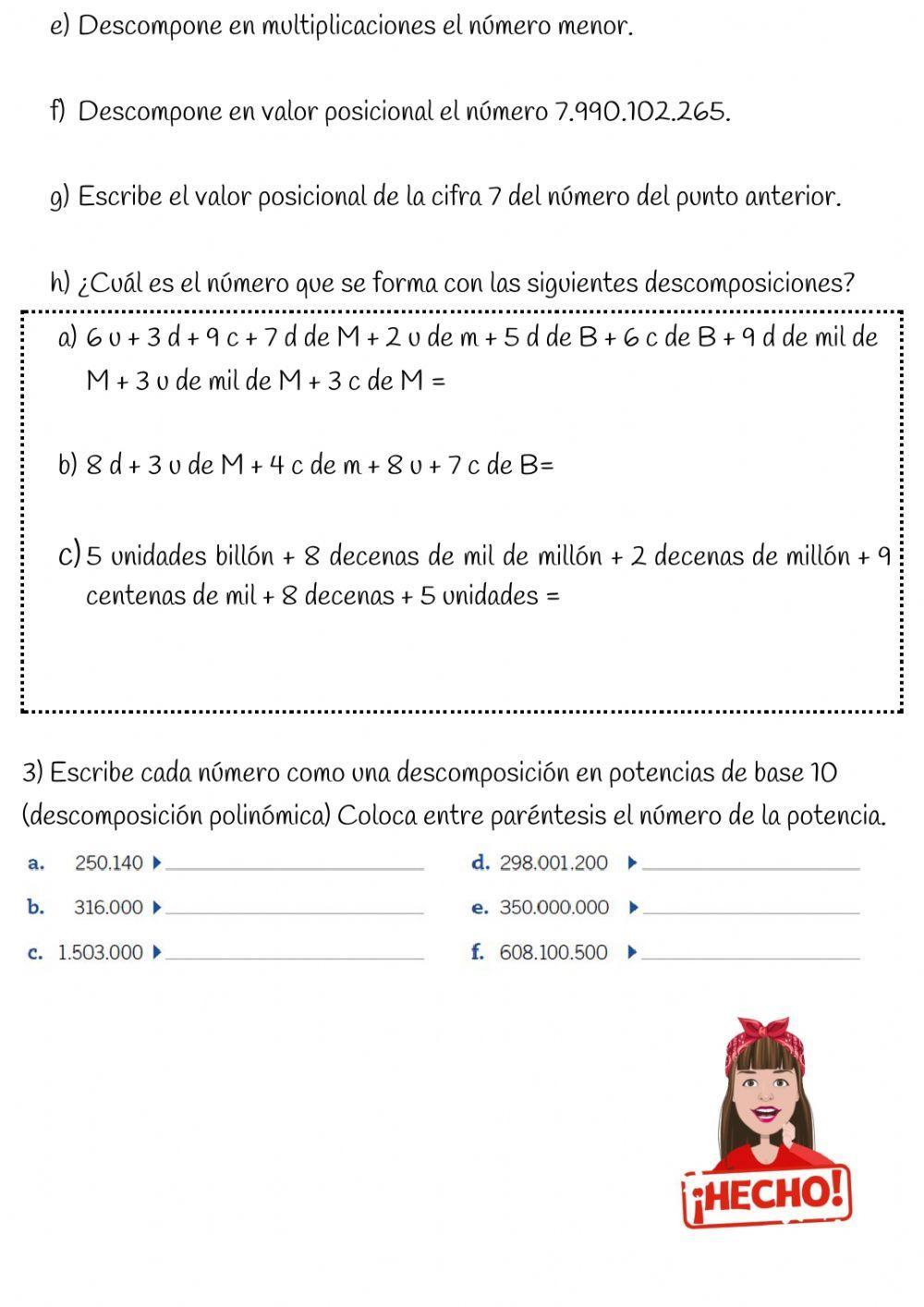 Numeración hasta el billón