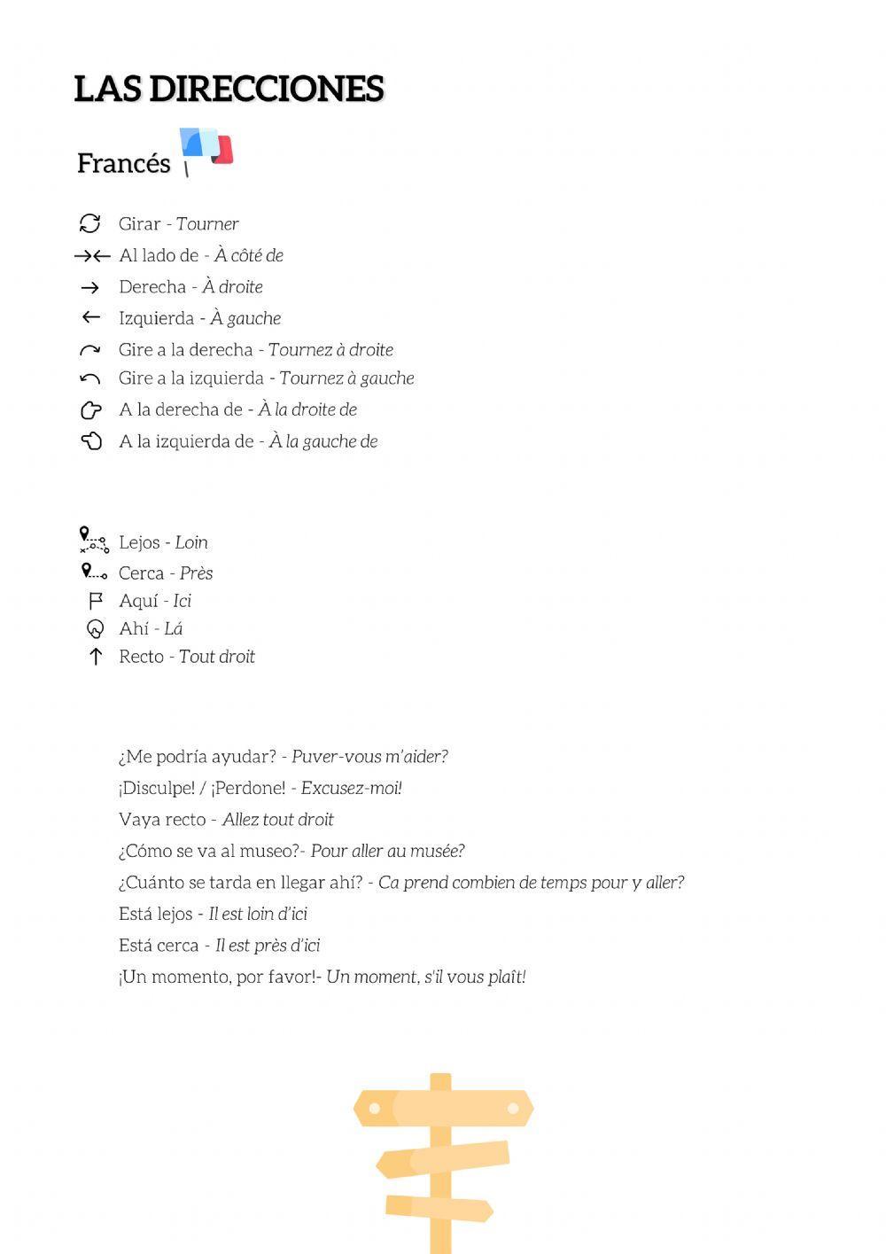 Las direcciones en francés