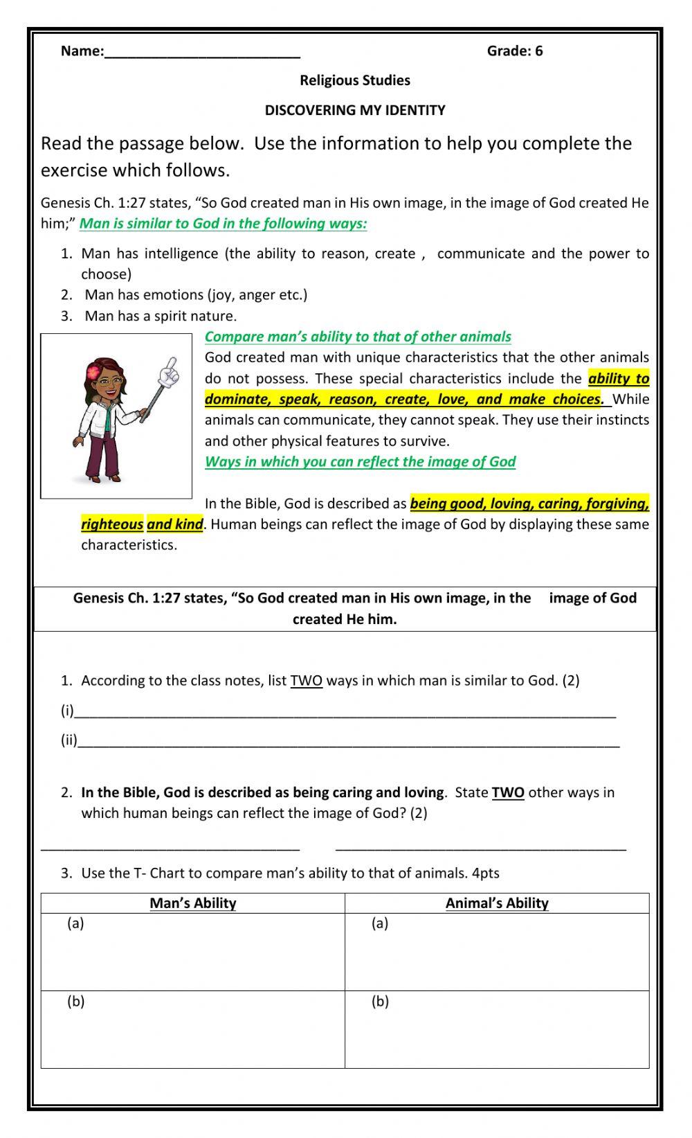 Discovering My Identity exercise | Live Worksheets