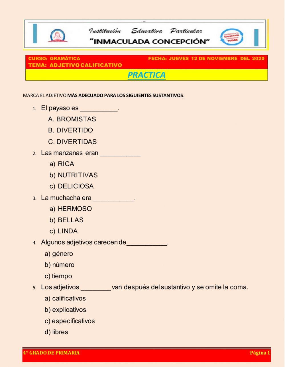 Adjetivo calificativo