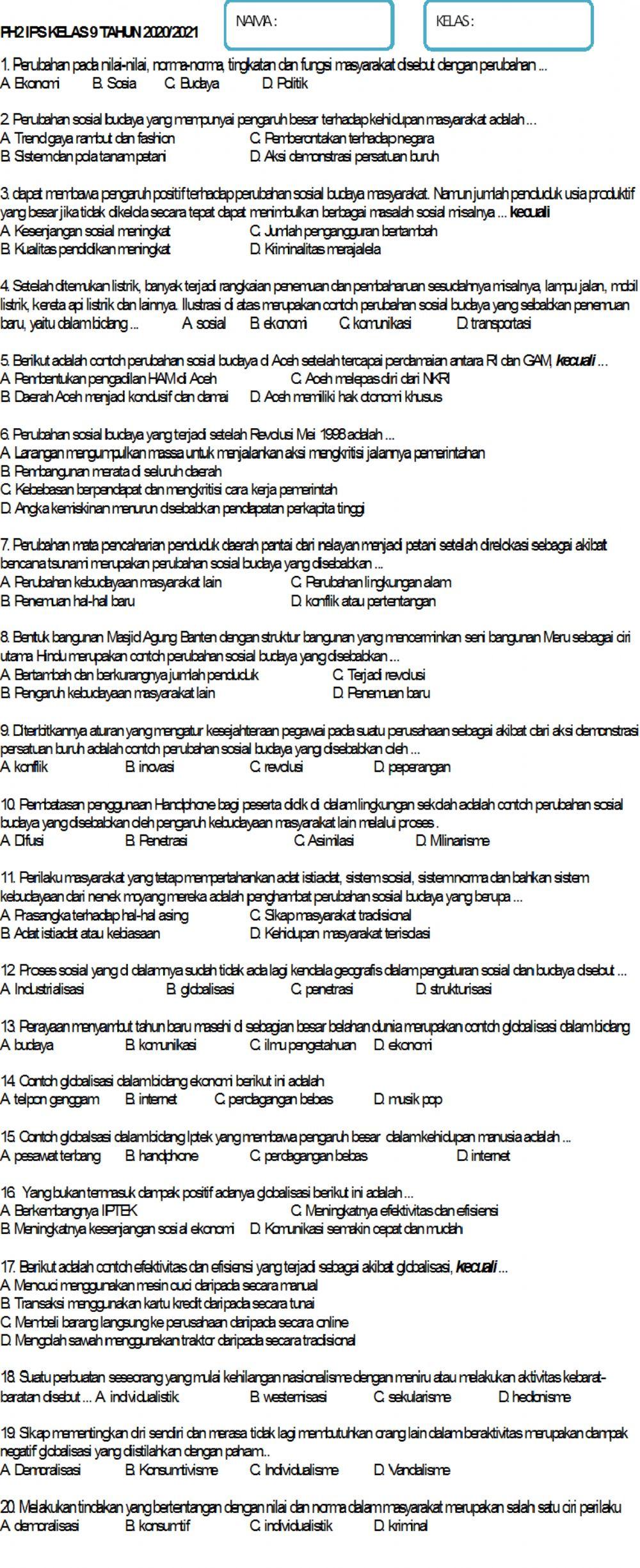 Perubahan Sosial Budaya