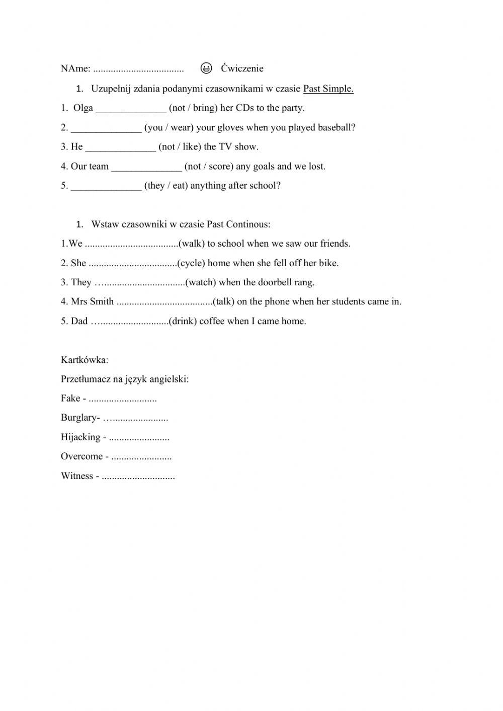 Past simple past continous