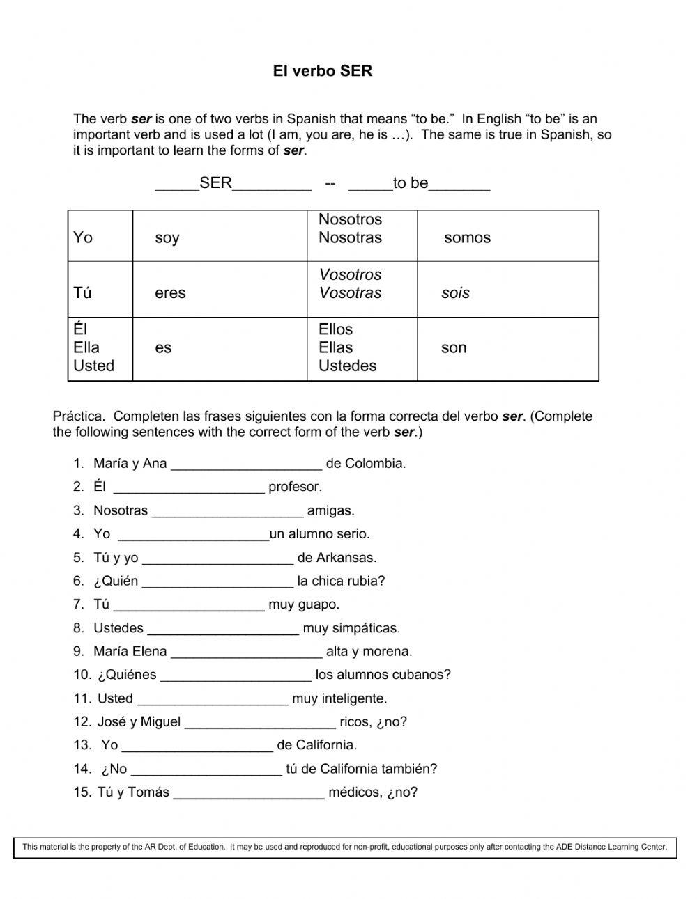 4418006 EL VERBO SER PRACTIC NO. 2 Leslie