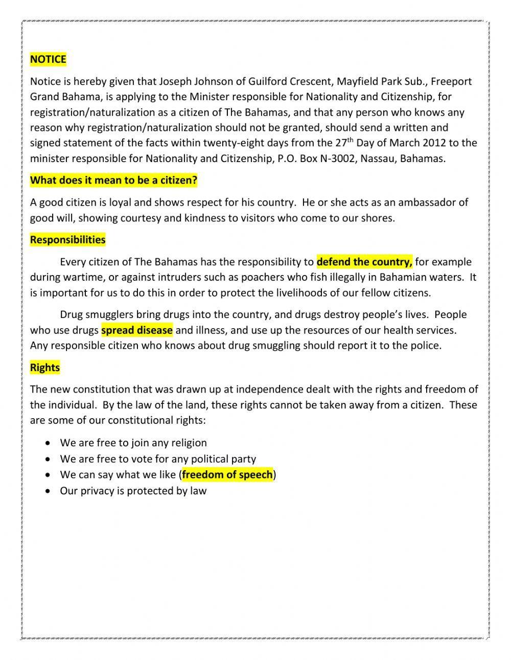 Citizens of The Bahamas