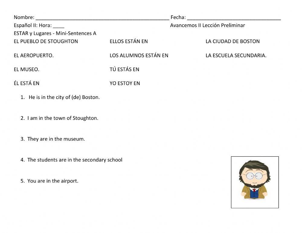 SP2 Estar Mini Sentences A