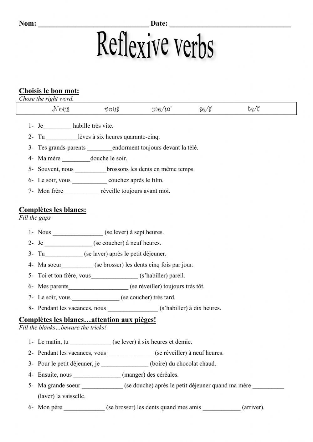 reflexive verbs verbs - present tense 