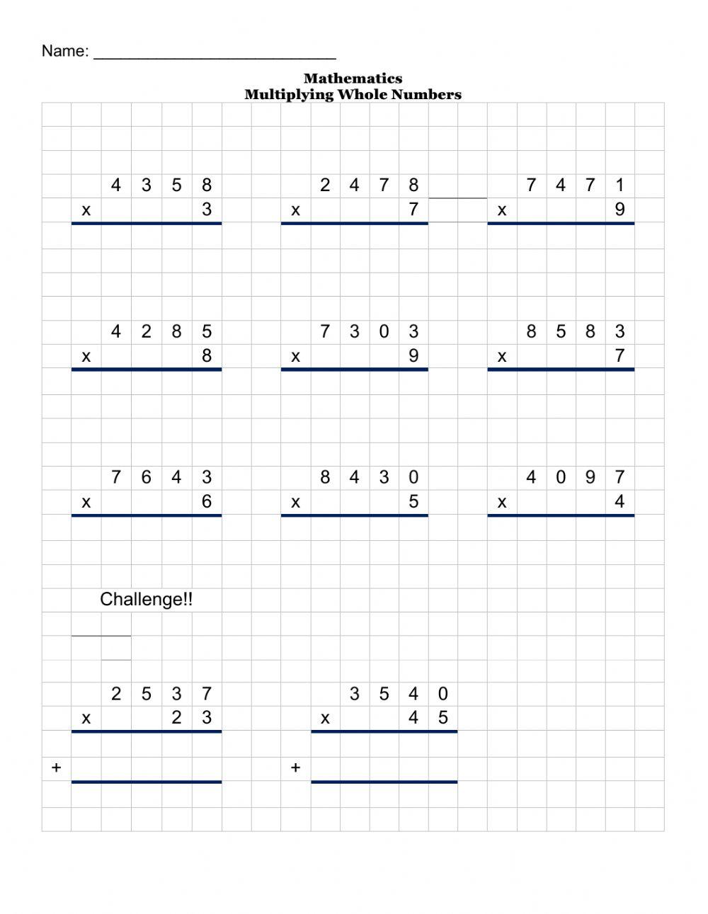 Multiplying Whole Number -3 Multiplying Whole Number -3