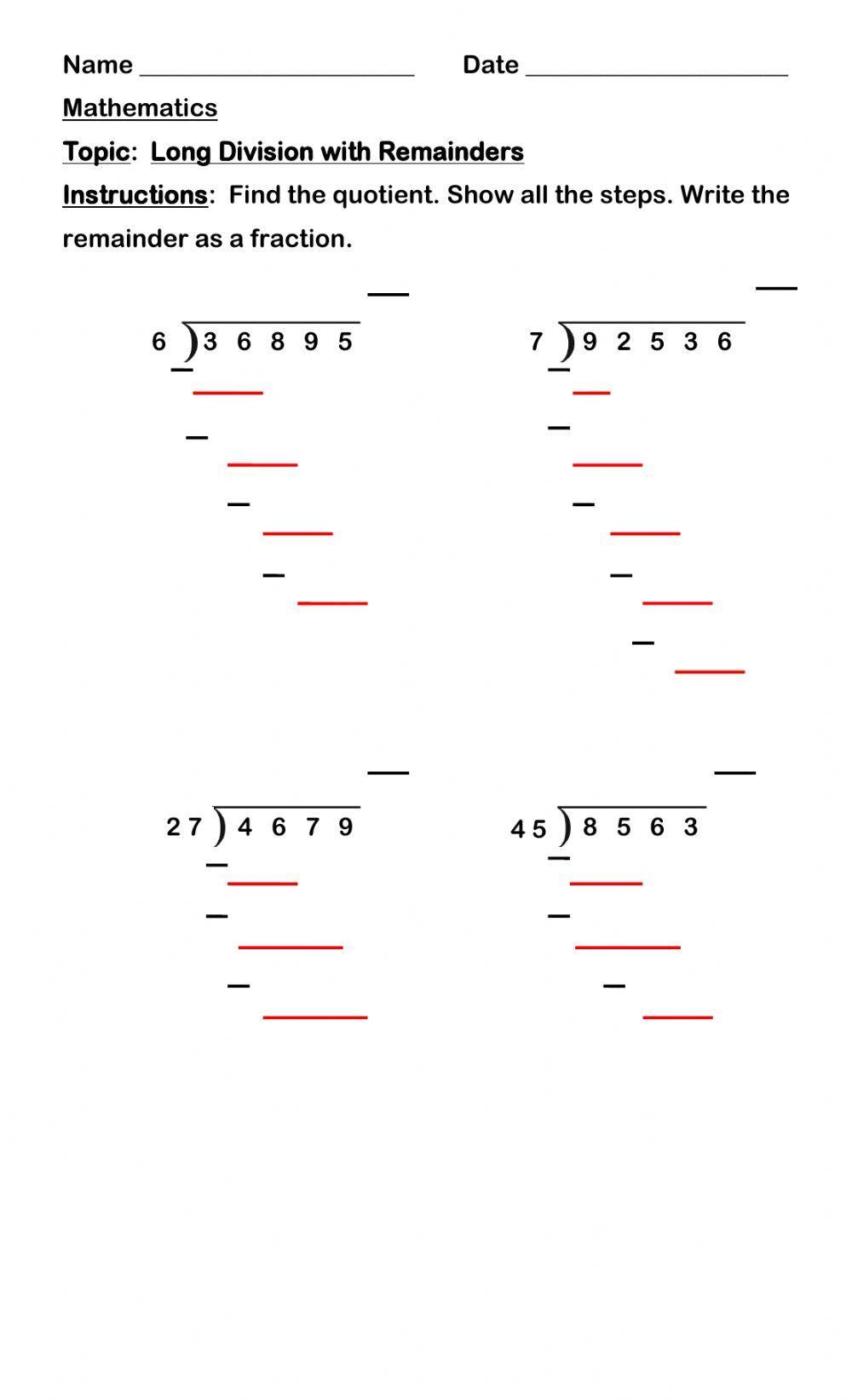 498263 Division with Remainders Iricka Dixon