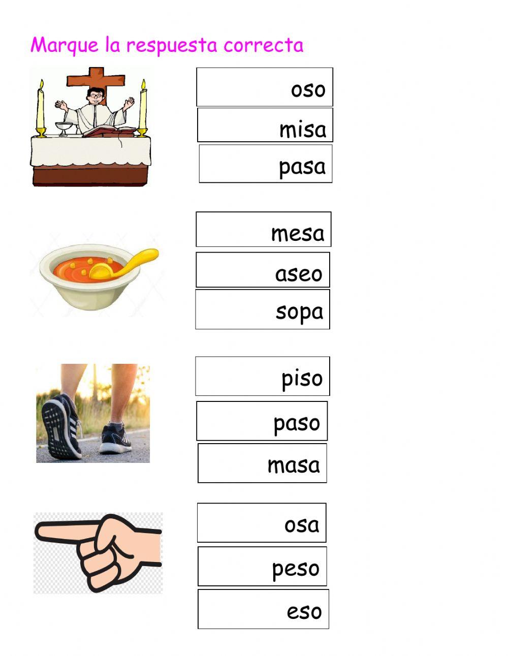 Palabras  fonema S-s