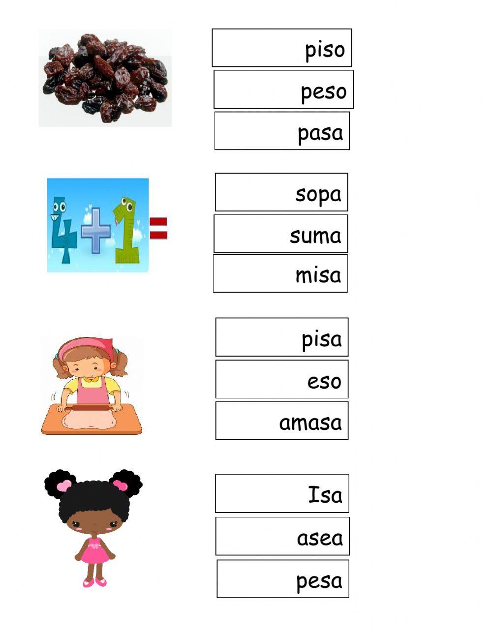 Palabras  fonema S-s