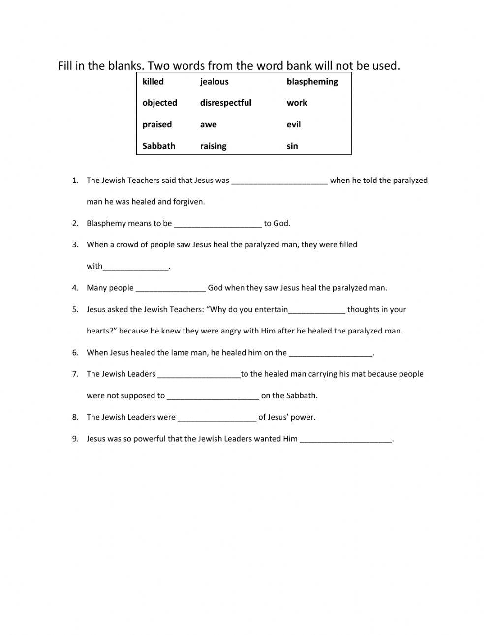 Reactions to Jesus' Miracles