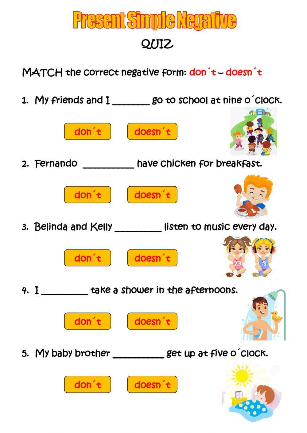 Present Simple Negative Present Simple Negative