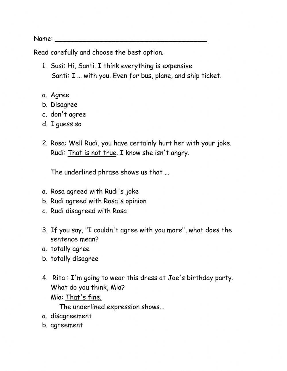 Agreement And Disagreement