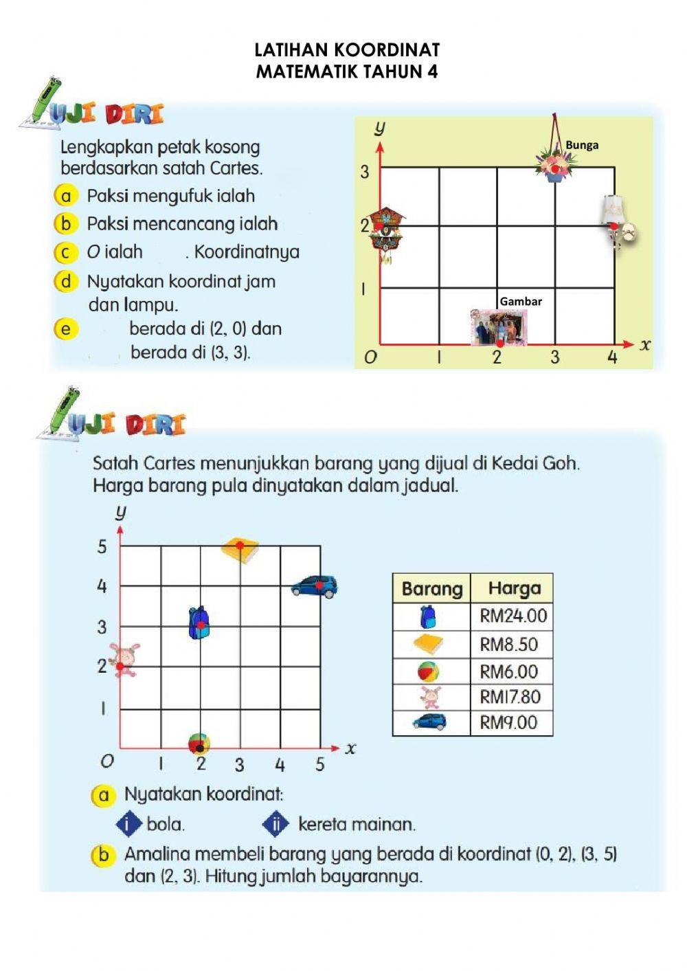 Latihan Koordinat Matematik Tahun 4