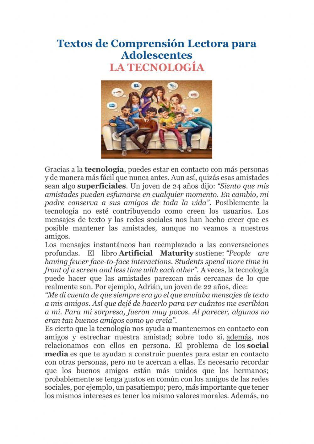 Lectura comprensiva Lectura comprensiva