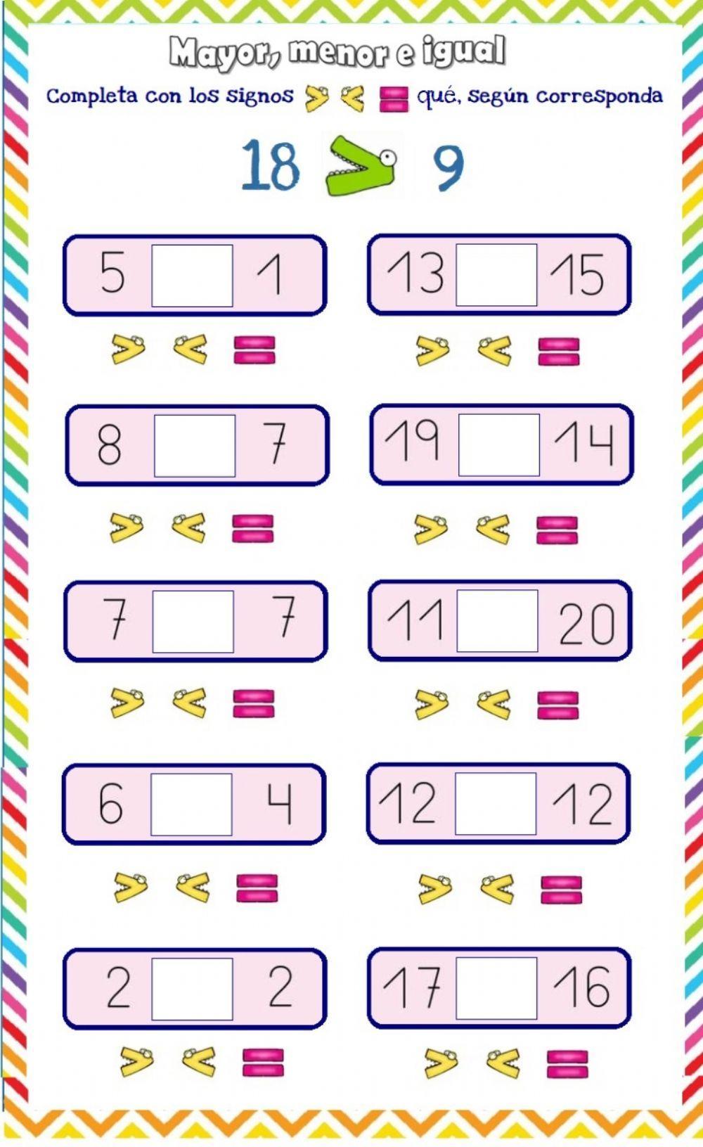 MAYOR, MENOR E IGUAL QUÉ