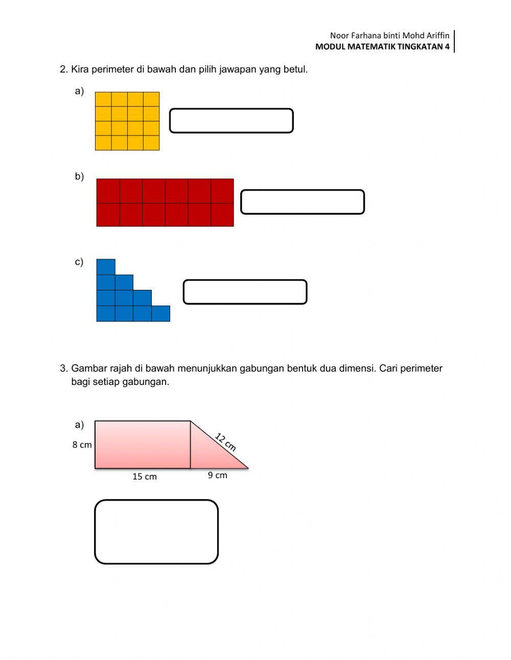 Unit 1 : Perimeter dan Luas