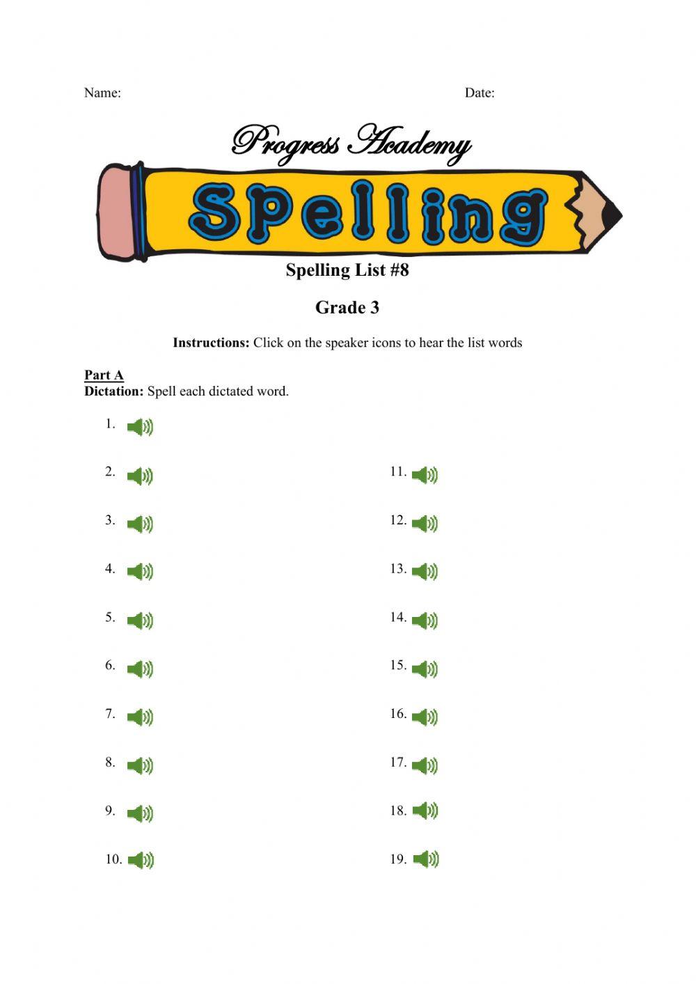 Spelling List Year 2024