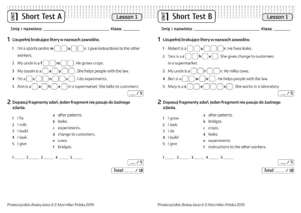 Brainy Klasa 6 Unit 1 Test 6231446 | Brainy 6 unit 1 short test 5A | olamatysiak