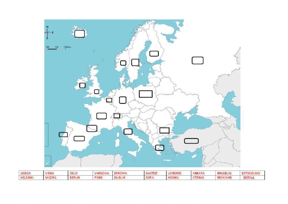 Europako 19 hiriburuak