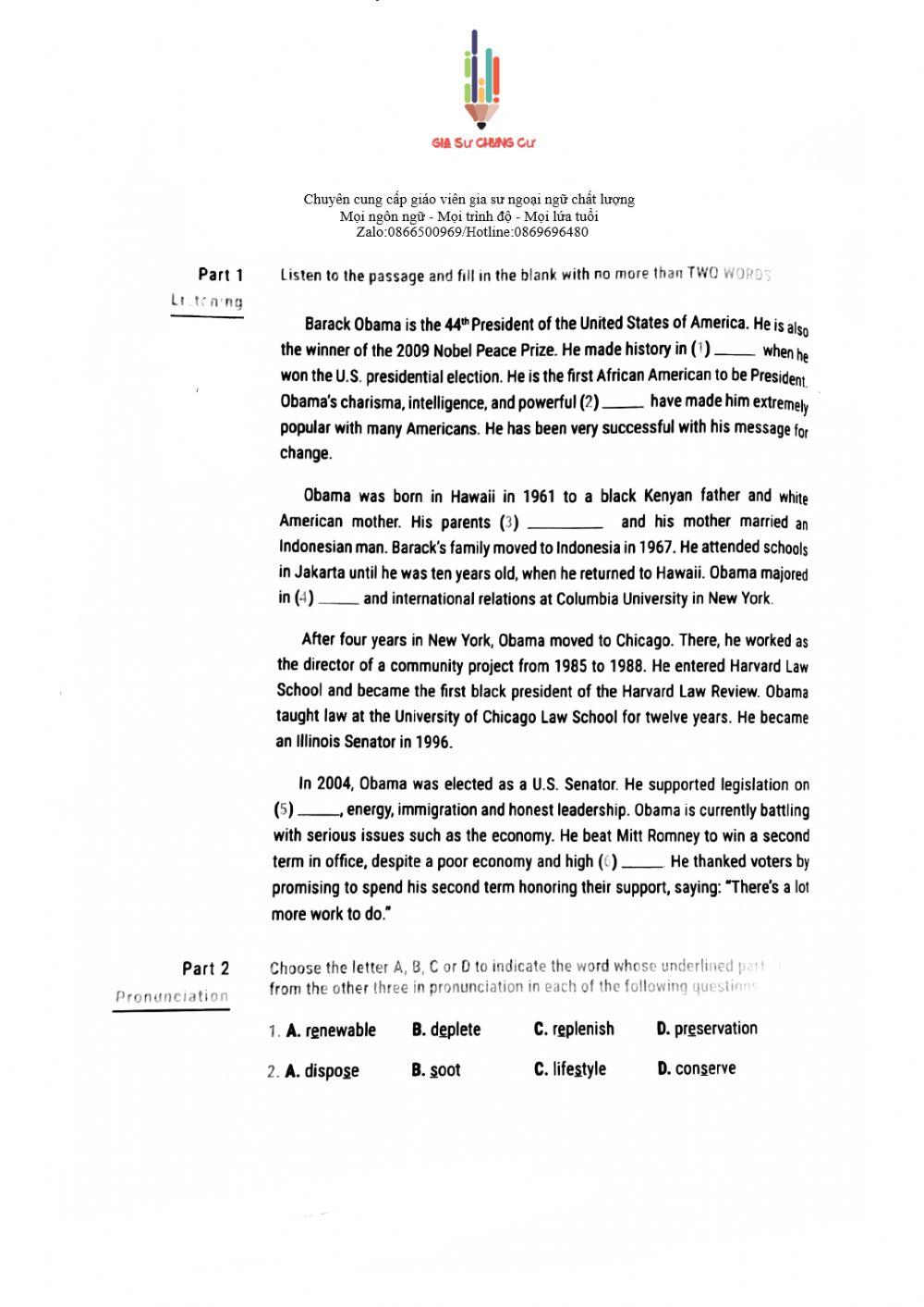 English 12 45' Test 6