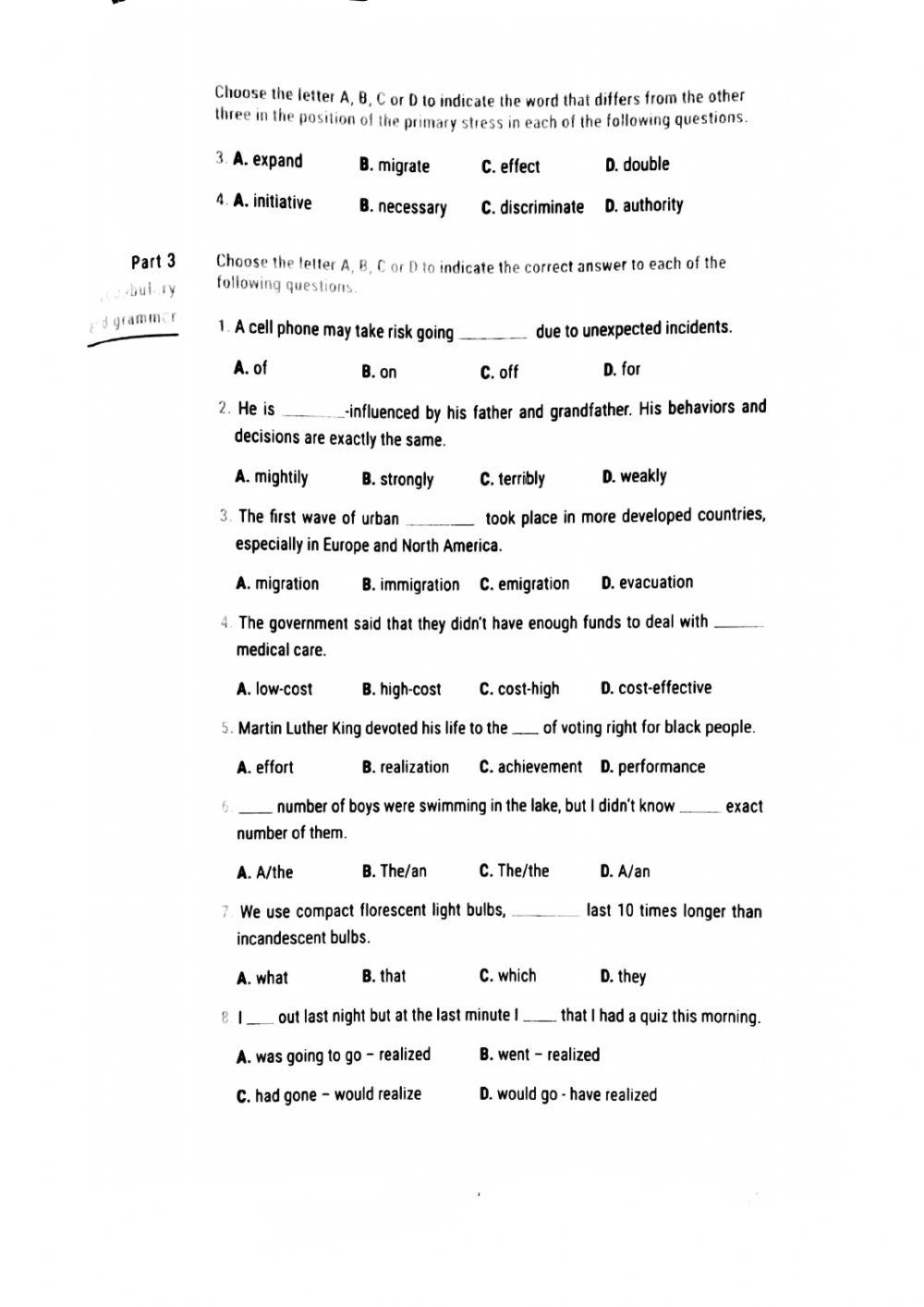 English 12 45' Test 6